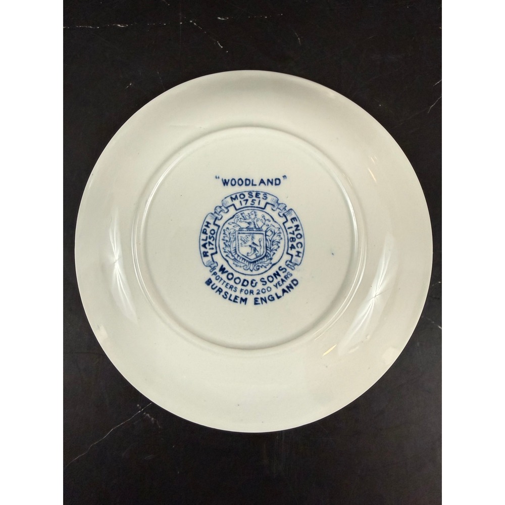 VTG Wood & Sons Woodland Blue and White Porcelain Coaster 4 3/8in - Picture 3 of 5